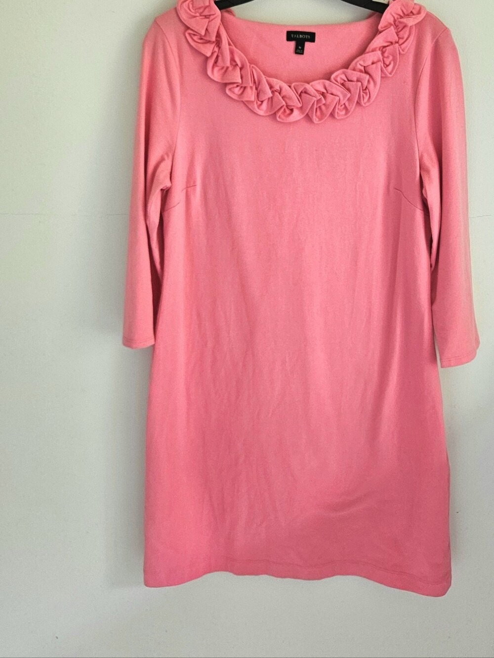 Talbots Coral Ruffle Neck Tshirt Dress